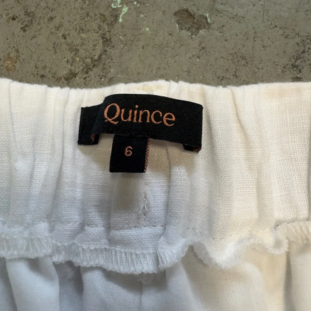 Quince 100% European Linen Pleated Trouser White Wide Leg Pants Womens 6 JDAVN01